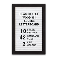 Access Letterboard 24 x 36 Open Face Changeable 361 Wood Framed FELT Letter Board, 10 Wood Finishes