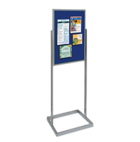 22 x 28 Easy-Tack Double Pedestal Tackboard with Open Face Bulletin Board, One-Sided, Silver Chrome Aluminum Stand 53" in Height