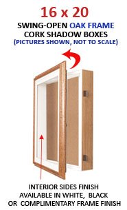 SwingFrame 16 x 20 Oak Wood Shadowbox with Cork Board (1" Deep)