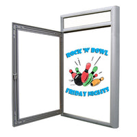 Outdoor Dry Erase Marker Board SwingCases with Radius Edge and Header (Gloss White Board Magnetic Porcelain Steel)