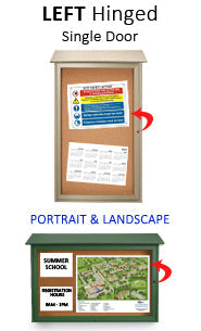 Eco-Design 36 x 48 Outdoor Message Center with Cork Board | LEFT Hinged Single Door Cabinet - Faux Wood Information Board