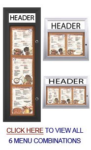 Indoor Enclosed Menu Cases with Header & Lights for 8 1/2" x 11" Portrait Menu Sizes