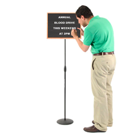 Portable and Adjustable Pedestal Stand with Felt Letter Board 18x14 Wood Framed