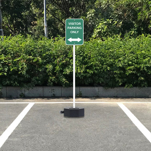 60" High White or Black Post Stand with 60 LBS Rubber Base and Wheels | Sign Not Included
