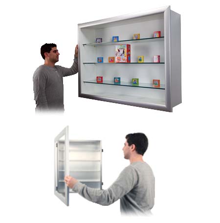45x45 Shadow Box Display Case with Glass Shelves Metal Framed SUPER WIDE-FACE (7" Deep)