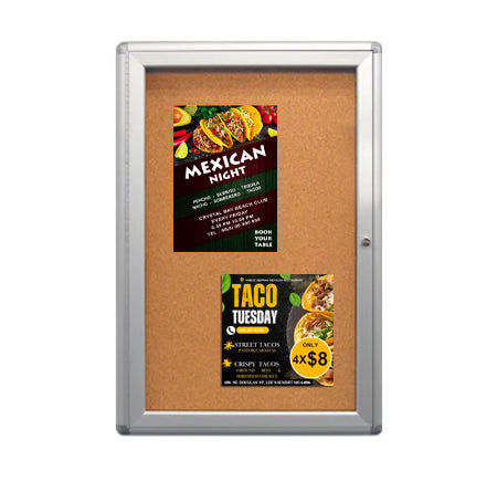 13 x 19 Indoor Enclosed Bulletin Board with Rounded Corners (Single Door)