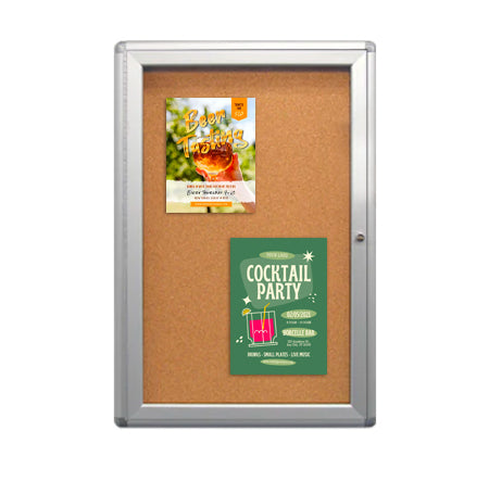 18 x 24 Indoor Enclosed Bulletin Board with Rounded Corners (Single Door)