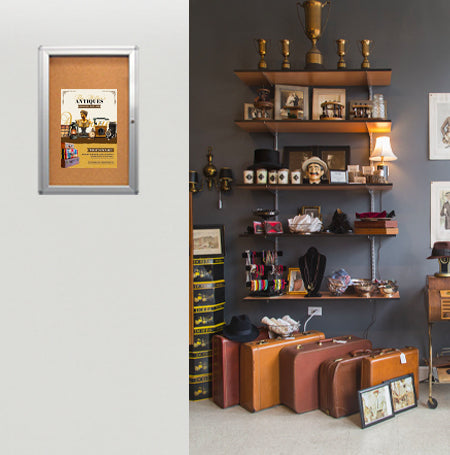 18 x 24 Indoor Enclosed Bulletin Board with Rounded Corners (Single Door)