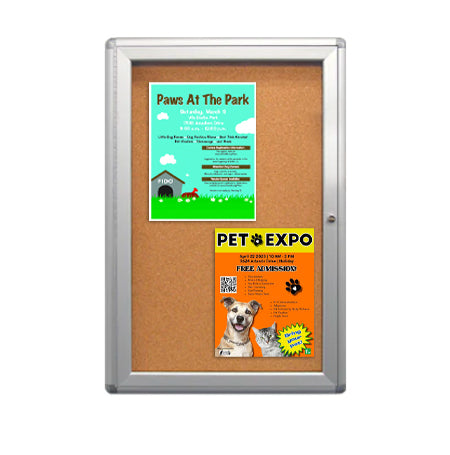 22 x 28 Indoor Enclosed Bulletin Board with Rounded Corners (Single Door)