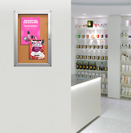42 x 42 Indoor Enclosed Bulletin Board with Rounded Corners (Single Door)