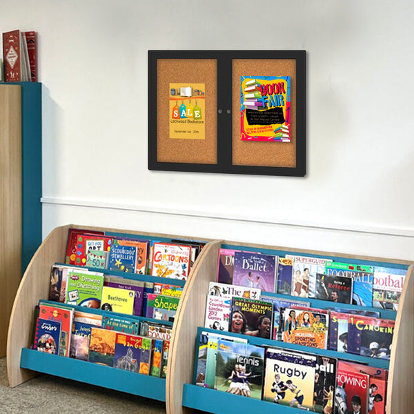 Indoor Enclosed Bulletin Boards 40 x 40 with Rounded Corners (2 DOORS)