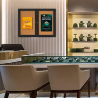 Indoor Enclosed Bulletin Boards 40 x 40 with Rounded Corners (2 DOORS)