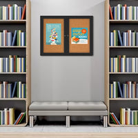 Indoor Enclosed Bulletin Boards 48 x 48 with Rounded Corners (2 DOORS)