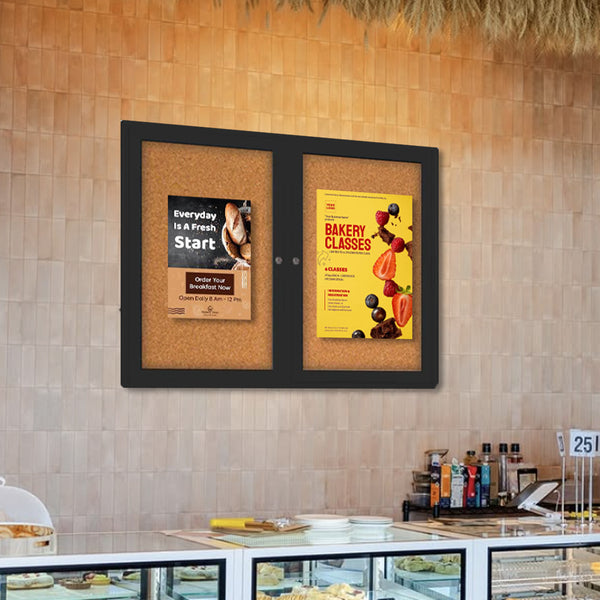 Indoor Enclosed Bulletin Boards 60 x 40 with Rounded Corners (2 DOORS)