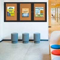 Indoor Enclosed Bulletin Boards 72 x 36 with Rounded Corners (3 DOORS)