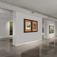 Indoor Enclosed Bulletin Boards 72 x 36 with Rounded Corners (2 DOORS)