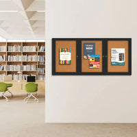 Indoor Enclosed Bulletin Boards 84 x 30 with Rounded Corners (3 DOORS)