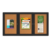 Indoor Enclosed Bulletin Boards 84 x 48 with Rounded Corners (3 DOORS)