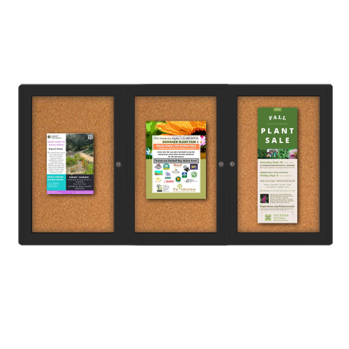 Indoor Enclosed Bulletin Boards 84 x 48 with Rounded Corners (3 DOORS)