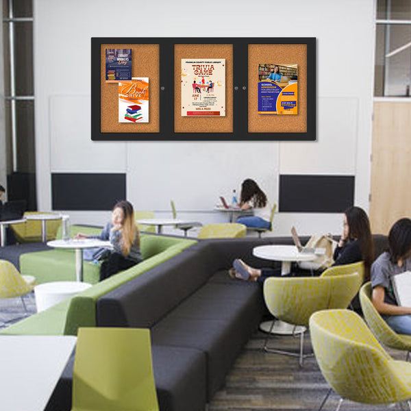 Indoor Enclosed Bulletin Boards 84 x 48 with Rounded Corners (3 DOORS)