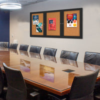 Indoor Enclosed Bulletin Boards 96 x 24 with Rounded Corners (3 DOORS)