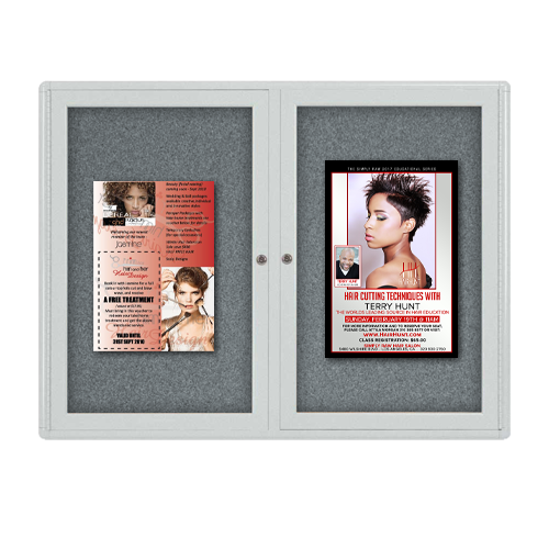 Indoor Enclosed Bulletin Boards 96 x 36 with Rounded Corners (2 DOORS)