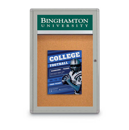 24 x 36 Indoor Enclosed Bulletin Board with Header (Rounded Corners)
