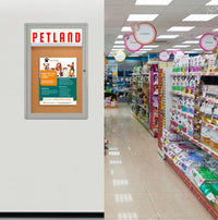24 x 36 Indoor Enclosed Bulletin Board with Header (Rounded Corners)