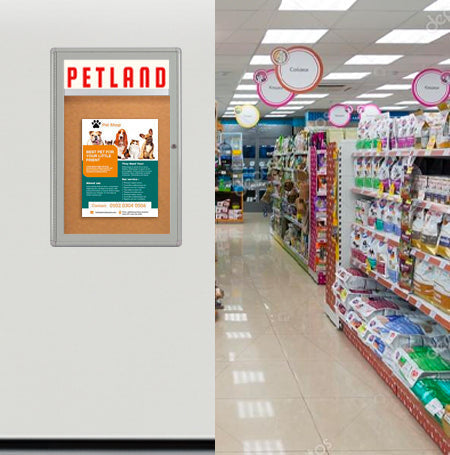 24 x 36 Indoor Enclosed Bulletin Board with Header (Rounded Corners)