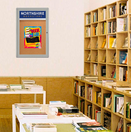 36 x 48 Indoor Enclosed Bulletin Board with Header (Rounded Corners)