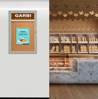18 x 24 Overall Size Indoor Enclosed Bulletin Board with Header (Rounded Corners)