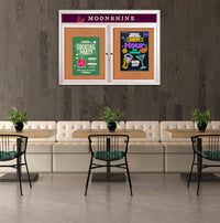 Indoor Enclosed Bulletin Boards 48 x 60 with Rounded Corners 2 Doors & Personalized Header