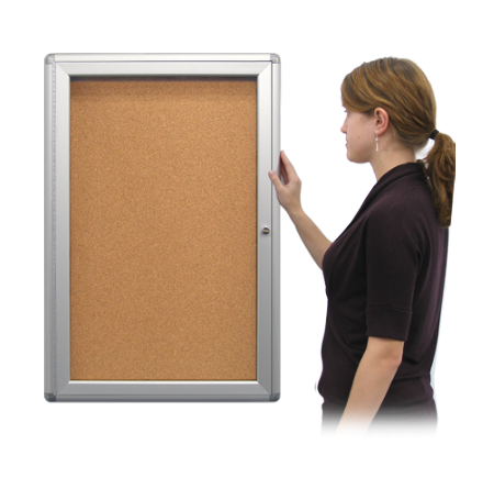 18 x 24 Indoor Enclosed Bulletin Board with Rounded Corners (Single Door)