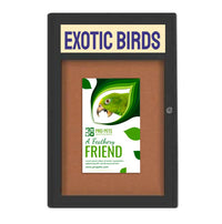 Indoor Enclosed Bulletin Boards 18 x 24 with Header (Radius Edge)