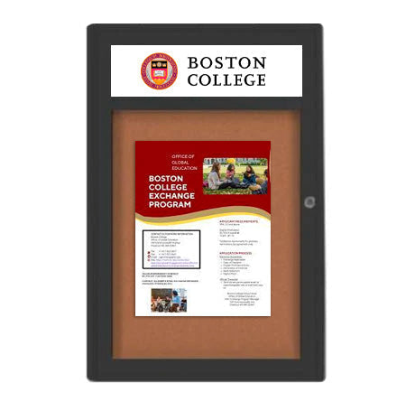 Indoor Enclosed Bulletin Boards 30 x 40 with Header (Radius Edge)