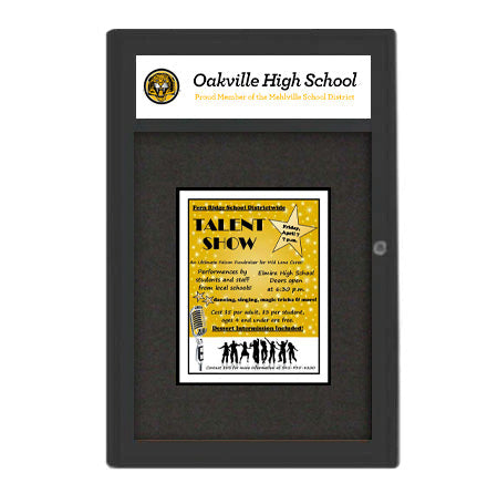 Indoor Enclosed Bulletin Boards 36 x 36 with Header (Radius Edge)