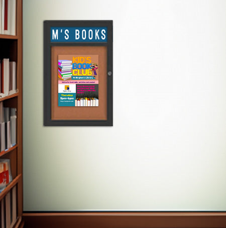 Indoor Enclosed Bulletin Boards 36 x 36 with Header (Radius Edge)