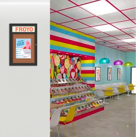 Indoor Enclosed Bulletin Boards 8.5 x 11 with Header (Radius Edge)