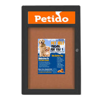24 x 36 Indoor Enclosed Bulletin Board with Header and Light (Radius Edge)