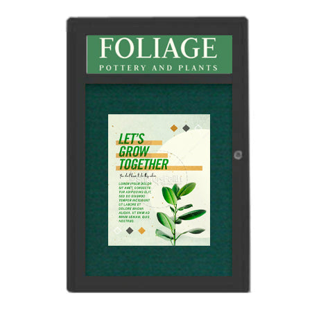 27 x 41 Indoor Enclosed Bulletin Board with Header and Light (Radius Edge)