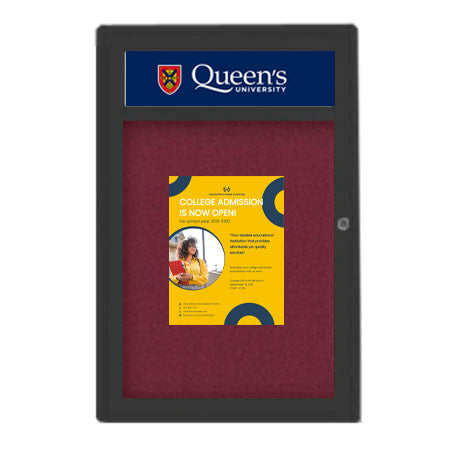 30 x 40 Indoor Enclosed Bulletin Board with Header and Light (Radius Edge)