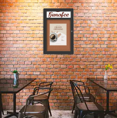 30 x 40 Indoor Enclosed Bulletin Board with Header and Light (Radius Edge)