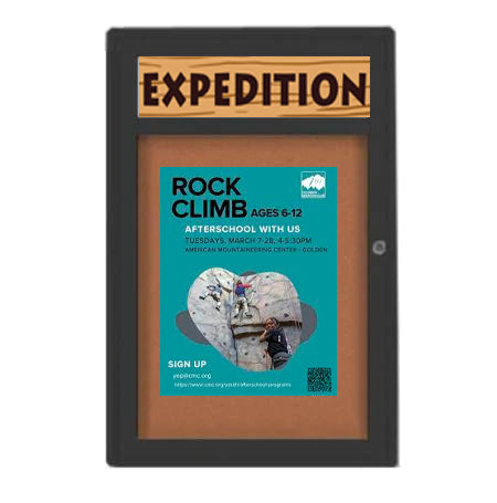 36 x 48 Indoor Enclosed Bulletin Board with Header and Light (Radius Edge)
