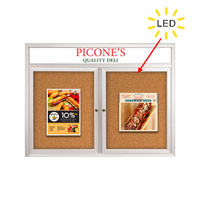 Enclosed Indoor Bulletin Boards 60 x 30 with Header & Lights (Radius Edge) (2 DOORS)