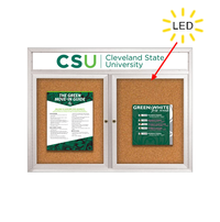 Enclosed Indoor Bulletin Boards 60 x 48 with Header & Lights (Radius Edge) (2 DOORS)