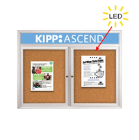 Enclosed Indoor Bulletin Boards 72 x 30 with Header & Lights (Radius Edge) (2 DOORS)