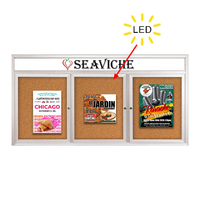 Enclosed Indoor Bulletin Boards 84 x 48 with Header & Lights (Radius Edge) (3 DOORS)