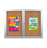 Enclosed Indoor Bulletin Boards 48 x 48 with Interior Lighting and Radius Edge (2 DOORS)