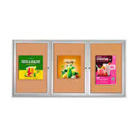 Enclosed Indoor Bulletin Boards 72 x 36 with Interior Lighting and Radius Edge (3 DOORS)