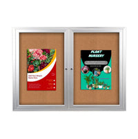 Enclosed Indoor Bulletin Boards 72 x 36 with Interior Lighting and Radius Edge (2 DOORS)